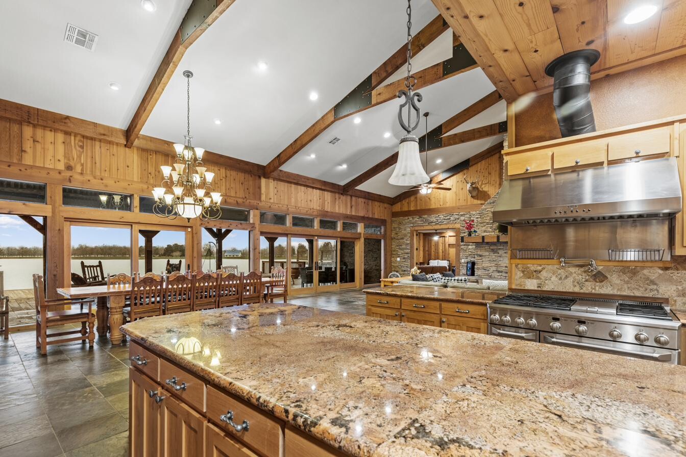 Lodge kitchen with granite island